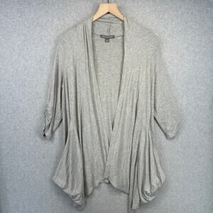 Kate & Mallory Sweater Womens Size Small Gray Cardigan Open Front Draped Pockets